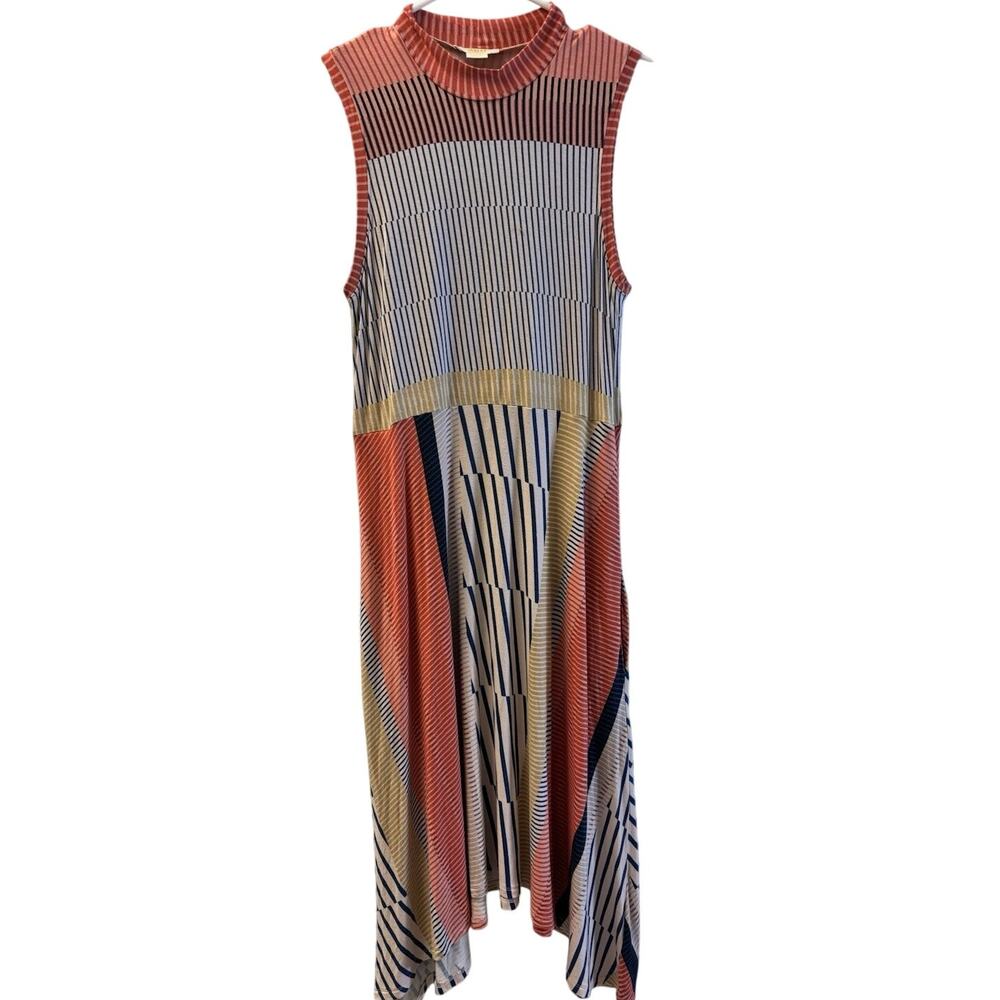 Maeve Anthropologie Cleary Striped Sleeveless Jersey Midi Dress Multicolor M